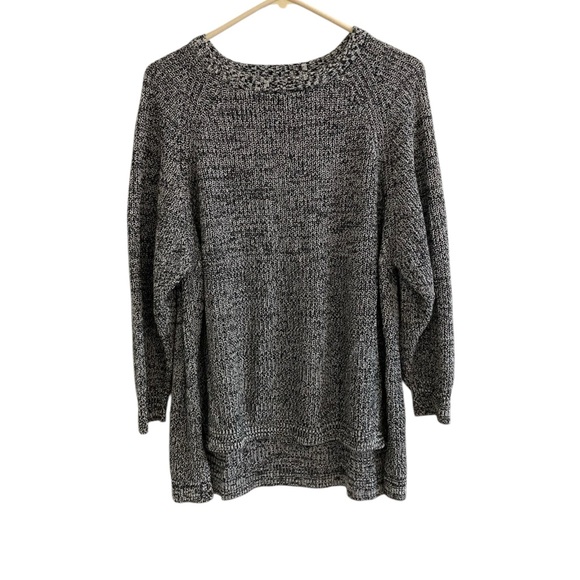 Express Tunic Sweater Womens Small Black White Marbled Cable Knit Oversized - Picture 1 of 7